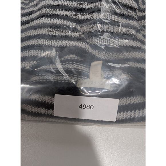 Eileen Fisher Sweater Womens Large Gray Striped Organic Linen Short Sleeve - Picture 9 of 9